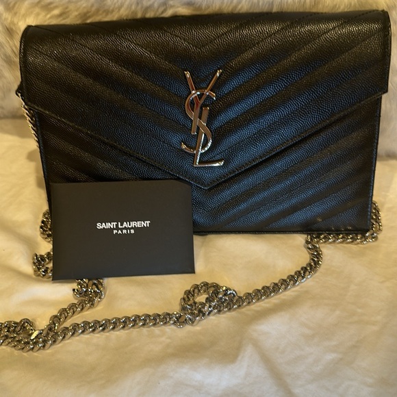 YSL Cassandre Envelope Chain Wallet in Grained Leather (All Inclusive) - Picture 3 of 9
